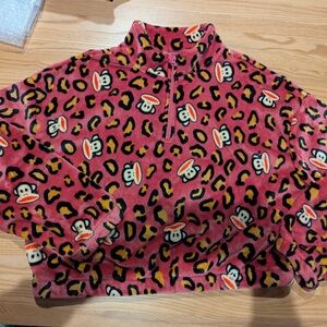 Paul Frank Pink Leopard & Julius Half-Zip Fleece Pullover